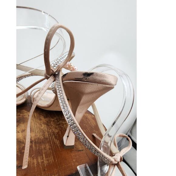 Mia Becar Gold Champane Audrey Sandal Size 41 US 11 Bling Strappy Dress Formal - Picture 14 of 16